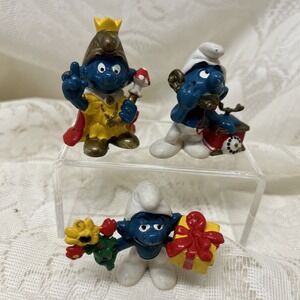 Smurfs 3 Emperor With Mushroom, Vintage Phone Gift Flowers vintage Schleich Peyo